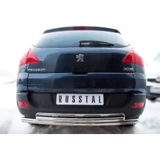 Защита заднего бампера двойная 57-42 мм для Peugeot 3008 2009-2014