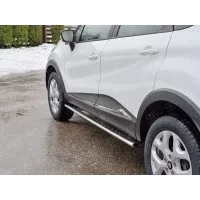 Пороги труба овальная с проступью 75х42 мм для Renault Kaptur 2016-2024