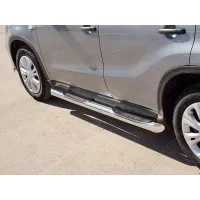 Пороги труба с накладками 76 мм вариант 1 для Suzuki Vitara 2015-2024