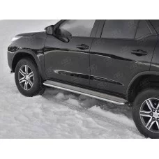 Пороги с площадкой алюминиевый лист 42 мм вариант 3 для Toyota Fortuner 2017-2020