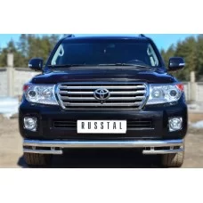 Защита передняя двойная с уголками 76-42 мм для Toyota Land Cruiser 200 2012-2015