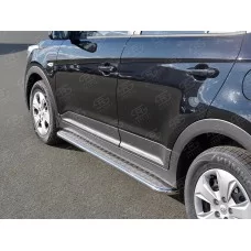 Пороги с площадкой алюминиевый лист 42 мм вариант 1 для Hyundai Creta 2016-2021