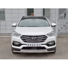 Защита передняя двойная 42-42 мм для Hyundai Santa Fe 2015-2018