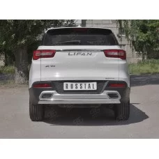 Защита заднего бампера овальная 75х42 мм для Lifan X70 2018-2020