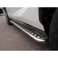 Пороги с площадкой алюминиевый лист 42 мм вариант 1 для Lexus NX-200 2014-2021