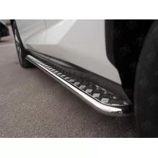 Пороги с площадкой алюминиевый лист 42 мм вариант 1 для Lexus NX-200 2014-2021