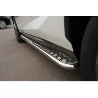 Пороги с площадкой алюминиевый лист 42 мм вариант 2 для Lexus NX-200/200t/300h 2014-2021