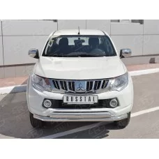 Защита передняя двойная 57-75х42 мм для Mitsubishi L200 2015-2019