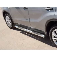 Пороги труба с накладками 76 мм вариант 2 для Suzuki Vitara 2015-2024
