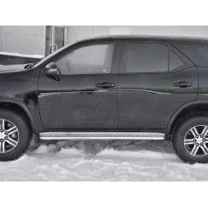 Пороги с площадкой алюминиевый лист 42 мм вариант 2 для Toyota Fortuner 2020-2024
