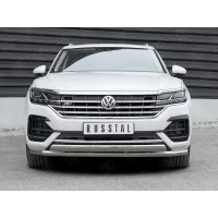Защита передняя двойная 57-75х42 мм секции-дуга (кроме 2.0 TSI) для Volkswagen Touareg 2018-2024