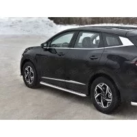 Пороги с площадкой алюминиевый лист 42 мм, вариант 2 для Kia Sportage 2018-2024