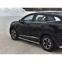 Пороги труба овальная с проступью 75х42 мм для Kia Sportage 2018-2024
