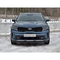 Защита переднего бампера 57 мм чёрная для Kia Sorento 2020-2024
