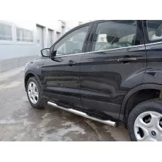 Пороги труба с накладками 76 мм вариант 2 для Ford Kuga 2016-2019