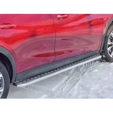 Пороги с площадкой алюминиевый лист 42 мм вариант 1 для Infiniti QX30 2016-2019