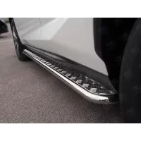 Пороги с площадкой алюминиевый лист 42 мм вариант 2 для Lexus NX-200 2014-2021
