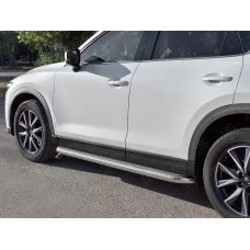 Пороги с площадкой нержавеющий лист 57 мм для Mazda CX-5 2017-2024