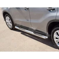 Пороги труба с накладками 76 мм вариант 3 для Suzuki Vitara 2015-2024