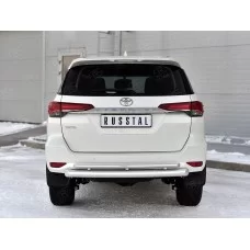 Защита заднего бампера двойная 76-42 мм для Toyota Fortuner 2020-2024
