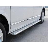 Пороги с площадкой алюминиевый лист 42 мм правый вариант 2 для Volkswagen Caravelle/Multivan/Transporter 2015-2024