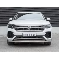 Защита передняя двойная 57-42 мм секции-дуга (кроме 2.0 TSI) для Volkswagen Touareg 2018-2024