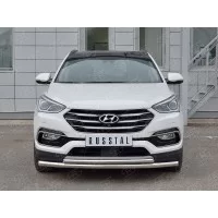 Защита передняя двойная 57-42 мм для Hyundai Santa Fe 2015-2018