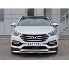Защита передняя двойная 57-42 мм для Hyundai Santa Fe 2015-2018