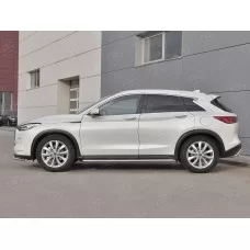 Пороги с площадкой алюминиевый лист 42 мм вариант 1 для Infiniti QX50 2018-2024