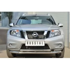 Защита передняя двойная с декором 57-42 мм для Nissan Terrano 2014-2024