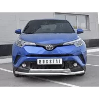 Защита передняя двойная 57-75х42 мм секции-дуга для Toyota C-HR 2018-2024