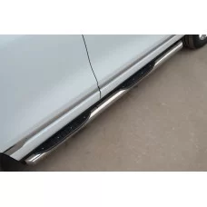 Пороги труба с накладками вариант 1 76 мм для Volkswagen Touareg 2010-2014