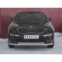 Защита передняя двойная 57-42 мм секции-дуга для Kia Sportage 2018-2024