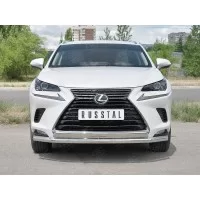Защита передняя двойная 57-75х42 мм секции-дуга для Lexus NX-300 2017-2021