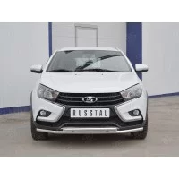 Защита передняя двойная дуга 42-42 мм для Lada Vesta Cross 2017-2024