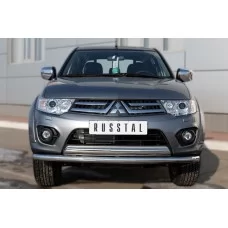 Защита передняя двойная 57-75х42 мм для Mitsubishi L200 2014-2015