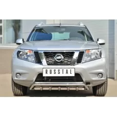 Защита передняя двойная с зубами 42-42 мм для Nissan Terrano 2014-2024