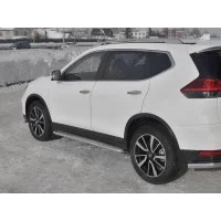 Пороги с площадкой нержавеющий лист 42 мм для Nissan X-Trail T32 2019-2024