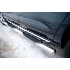 Пороги труба 76 мм с накладками вариант 3 для Peugeot 3008 2009-2014