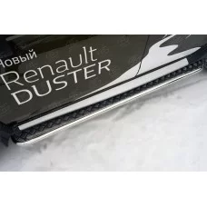 Пороги с площадкой алюминиевый лист 42 мм вариант 2 для Renault Duster 2015-2021