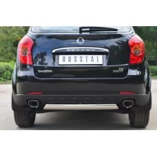 Защита заднего бампера овальная 75х42 мм для Ssangyong Actyon 2010-2013