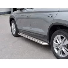 Пороги с площадкой нержавеющий лист 57 мм для Skoda Kodiaq 2017-2024