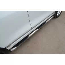 Пороги труба 76 мм с накладками вариант 2 для Volkswagen Touareg 2010-2014