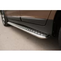 Пороги с площадкой алюминиевый лист 42 мм для Volvo XC60 2008-2013