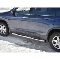 Защита штатных порогов 76 мм с накладкой вариант 2 для Honda Pilot 2016-2022