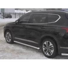 Пороги труба 57 мм для Hyundai Santa Fe 2018-2024