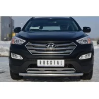 Защита передняя двойная 57-42 мм дуга для Hyundai Santa Fe 2012-2015