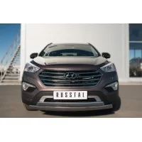 Защита передняя двойная 74х42-75х42 мм для Hyundai Santa Fe Grand 2014-2016