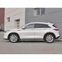 Пороги с площадкой нержавеющий лист 42 мм для Infiniti QX50 2018-2024
