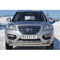 Защита передняя овальная двойная 75х42 мм для Lifan X-60 2011-2016